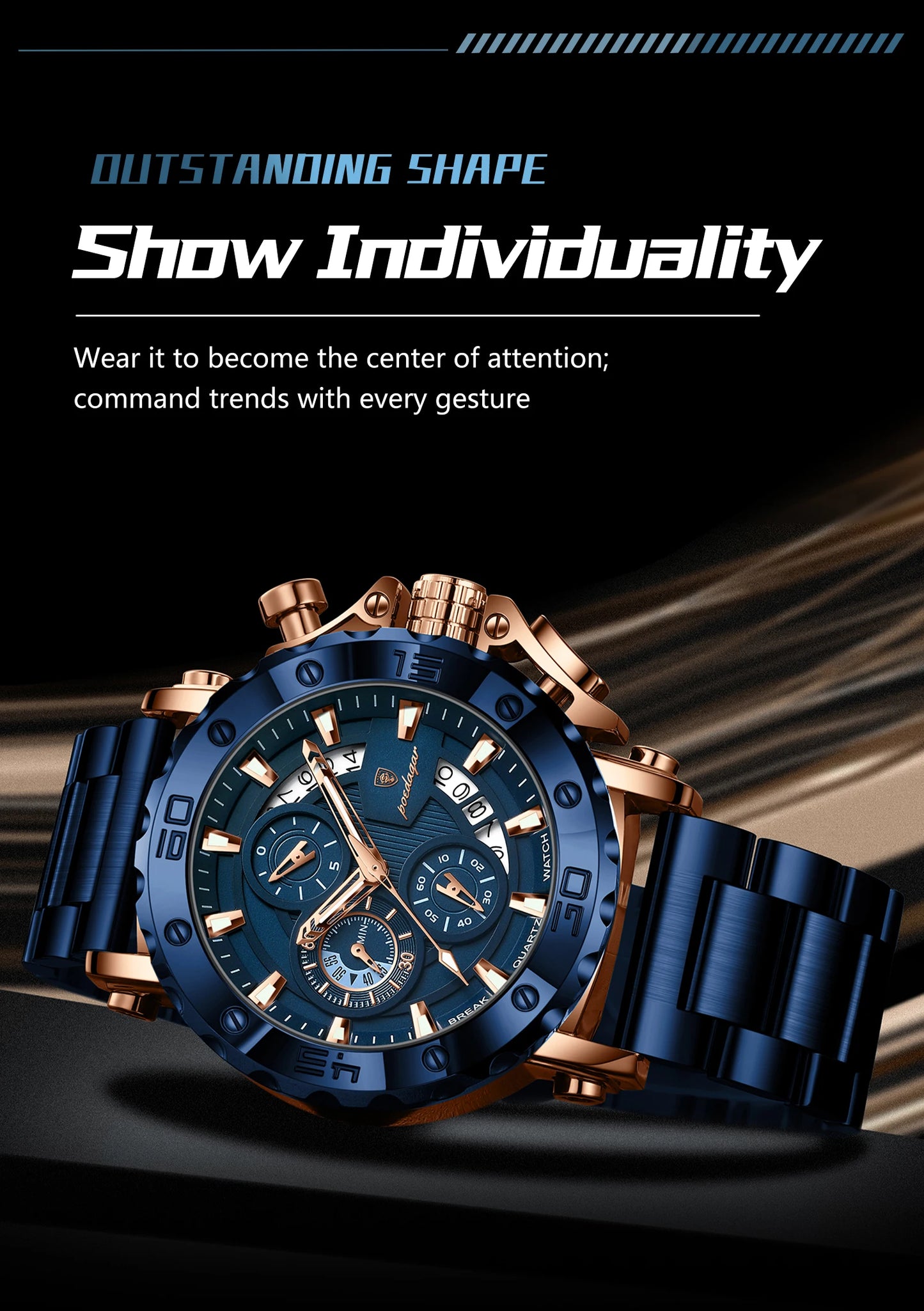 Luxury Men Wristwatch Date Luminous Waterproof Quartz Man Clock Chronograph Stainless Steel Fashion