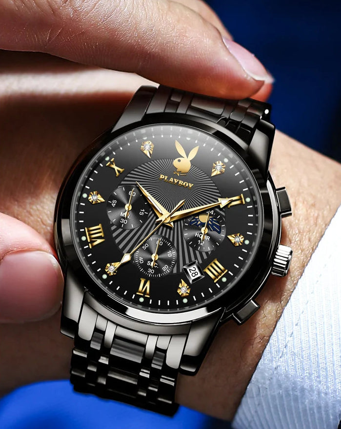High Quality Luxury Watch Men Stainless Steel Classic Roman Man Quartz Watches Waterproof and Calendar