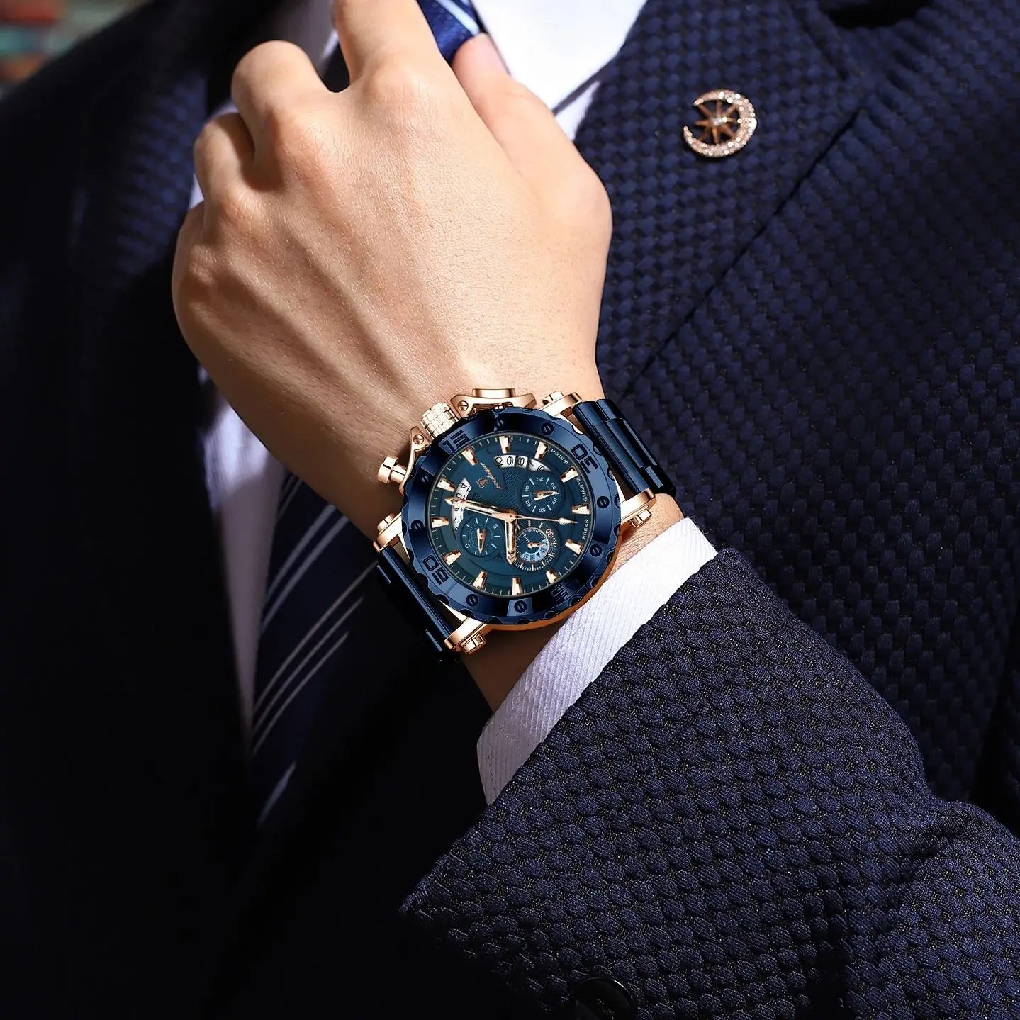Luxury Men Wristwatch Date Luminous Waterproof Quartz Man Clock Chronograph Stainless Steel Fashion
