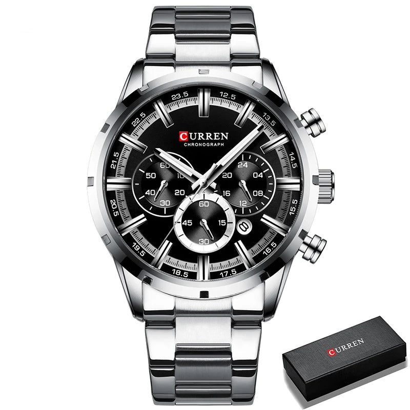 Top Brand Luxury Military Leather Wrist Watch Casual Sport Watches for Men Blue Man Clock Fashion Chronograph Wristwatch