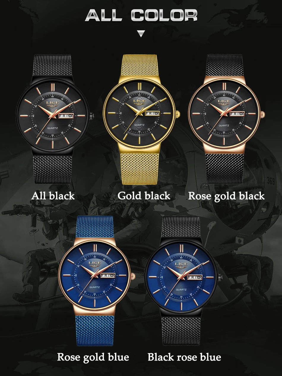 Luxury Men Watches Waterproof Ultra Thin Date Clock Male Steel Strap Casual Quartz Watch Men Sports Wrist Watch Man