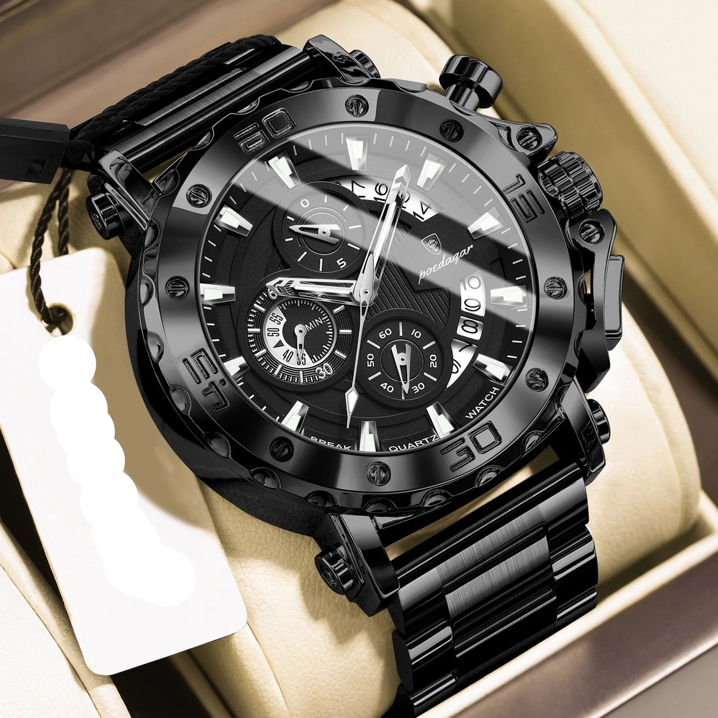 Luxury Men Wristwatch Date Luminous Waterproof Quartz Man Clock Chronograph Stainless Steel Fashion