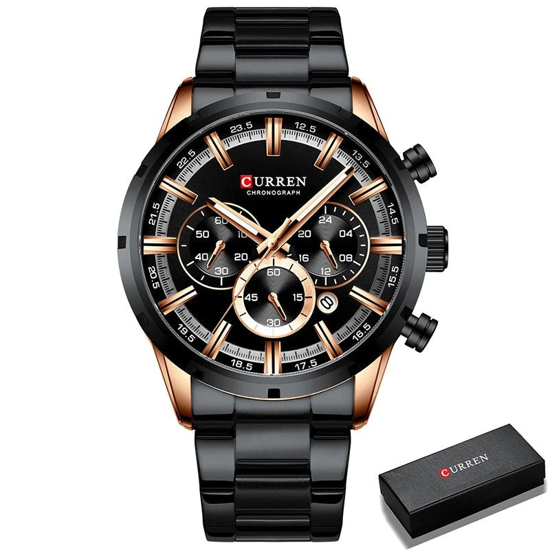 Top Brand Luxury Military Leather Wrist Watch Casual Sport Watches for Men Blue Man Clock Fashion Chronograph Wristwatch