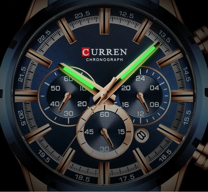 Top Brand Luxury Military Leather Wrist Watch Casual Sport Watches for Men Blue Man Clock Fashion Chronograph Wristwatch