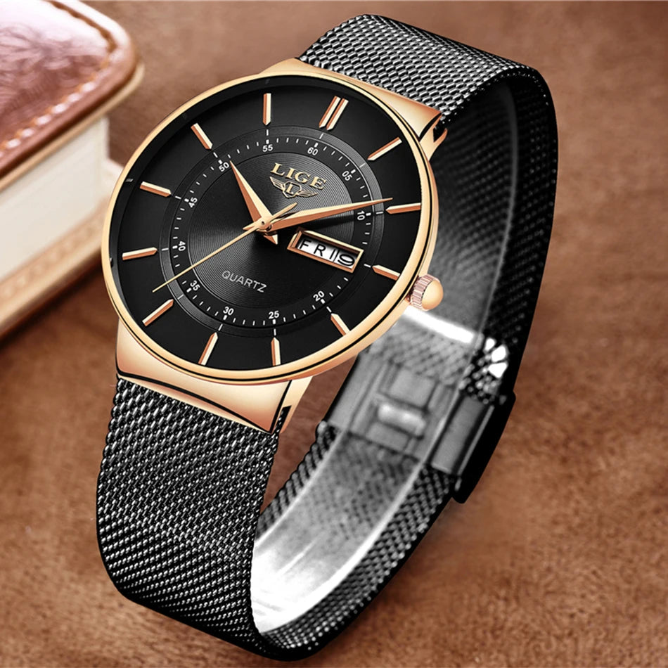 Luxury Men Watches Waterproof Ultra Thin Date Clock Male Steel Strap Casual Quartz Watch Men Sports Wrist Watch Man