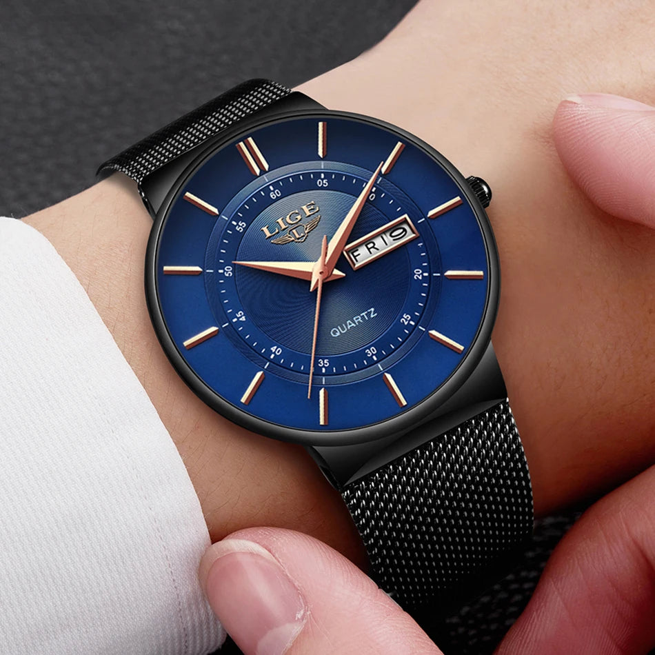 Luxury Men Watches Waterproof Ultra Thin Date Clock Male Steel Strap Casual Quartz Watch Men Sports Wrist Watch Man