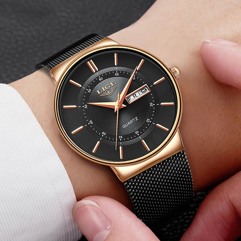 Luxury Men Watches Waterproof Ultra Thin Date Clock Male Steel Strap Casual Quartz Watch Men Sports Wrist Watch Man