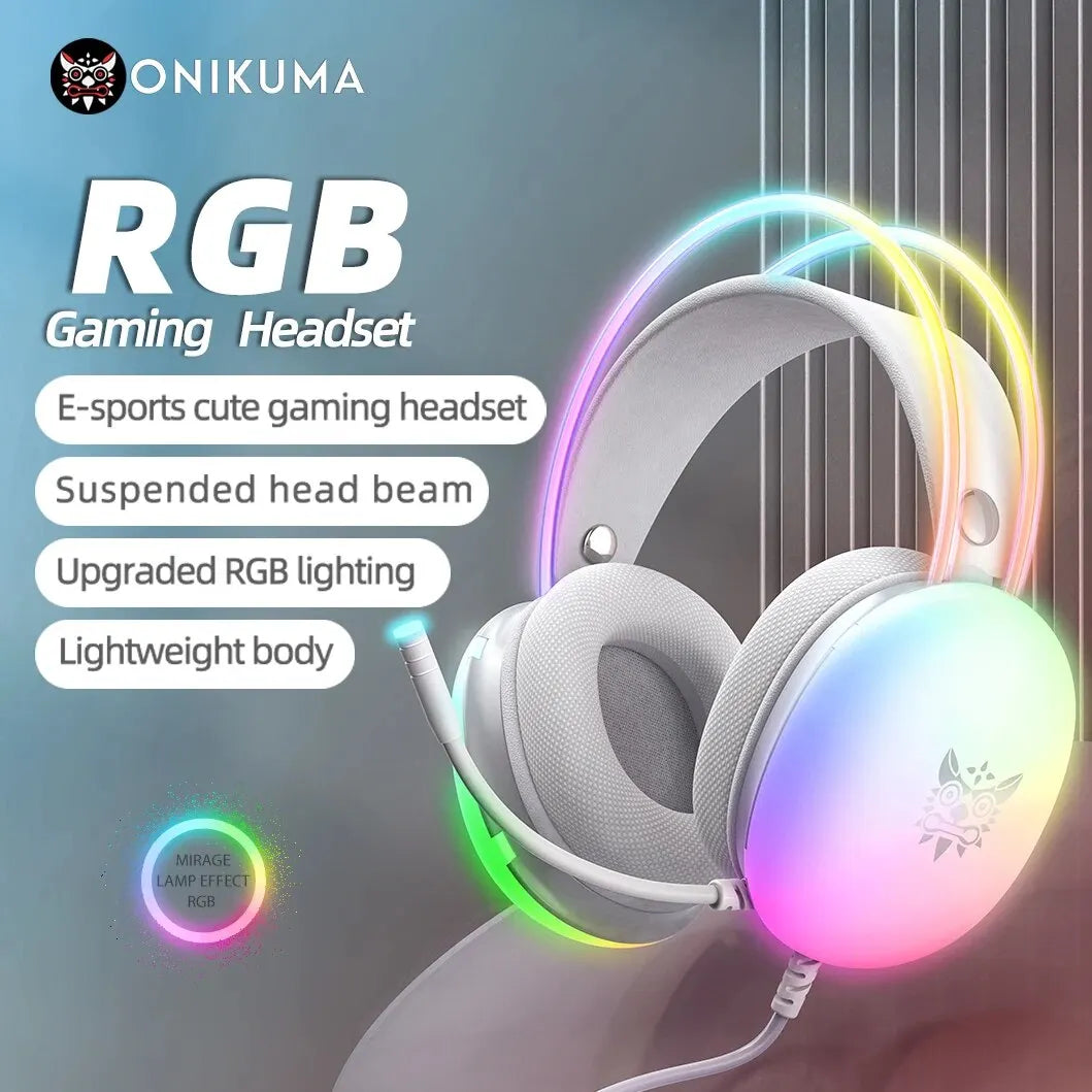 ONIKUMA RGB Gaming Headset, Mouse & Stand