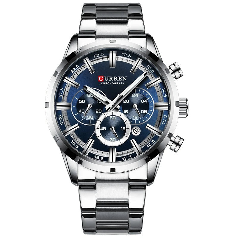 Top Brand Luxury Military Leather Wrist Watch Casual Sport Watches for Men Blue Man Clock Fashion Chronograph Wristwatch
