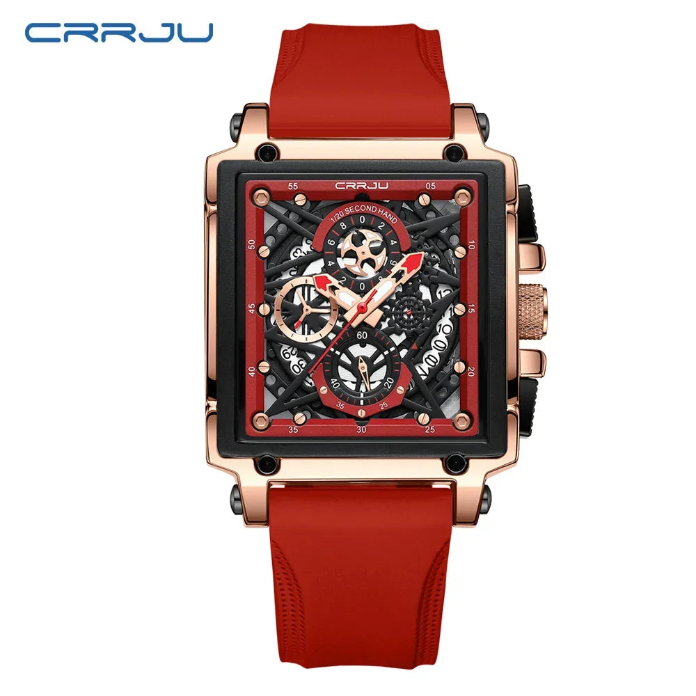 Men’s Sport Chronograph Watch – Square Quartz Design & Silicone Strap