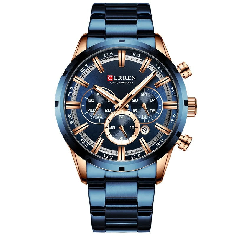 Top Brand Luxury Military Leather Wrist Watch Casual Sport Watches for Men Blue Man Clock Fashion Chronograph Wristwatch