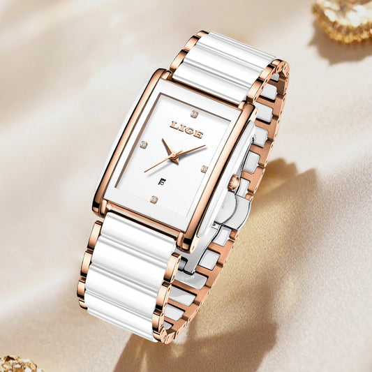 Elegant Square Ceramic Women’s Watch