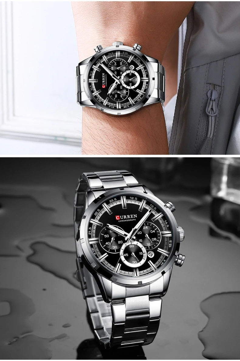 Top Brand Luxury Military Leather Wrist Watch Casual Sport Watches for Men Blue Man Clock Fashion Chronograph Wristwatch