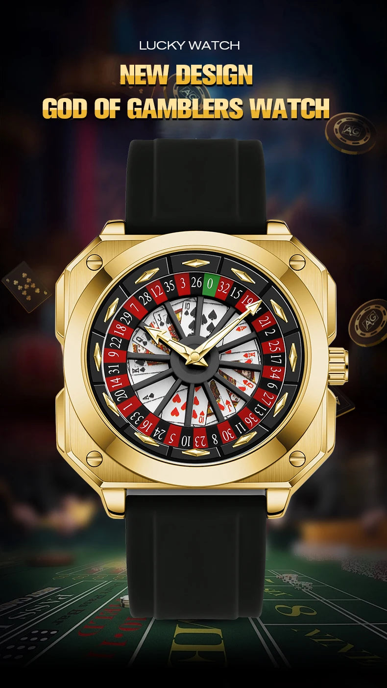 Brand Quartz Movement Men Watch 42mm Square Silver Black Silicone Clock Creative Rotating Compass Military Men Watch