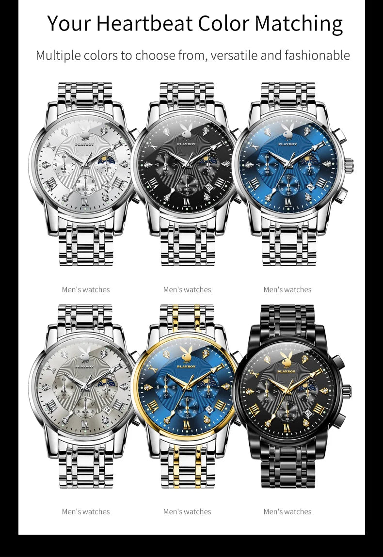 High Quality Luxury Watch Men Stainless Steel Classic Roman Man Quartz Watches Waterproof and Calendar