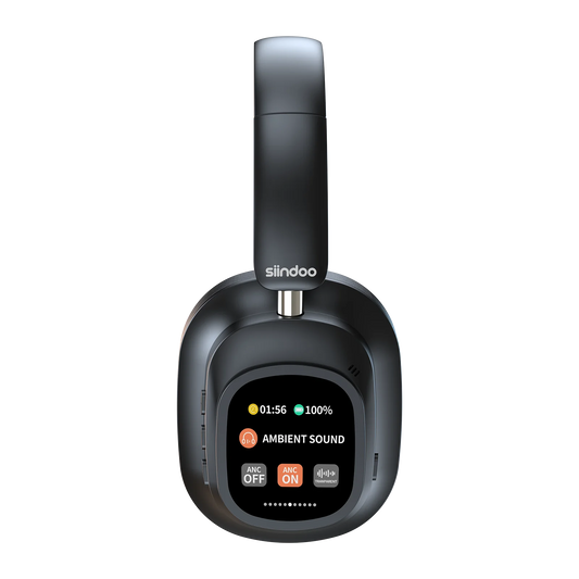 Hybrid Wireless Headphone Active Noise Cancelling Magnetic Touch Control LED Screen