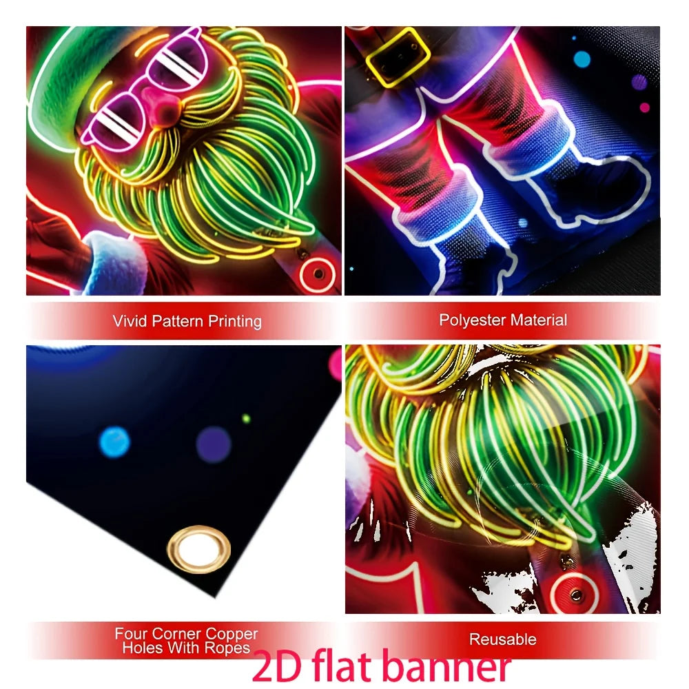 Luminous Santa Christmas Door Flag