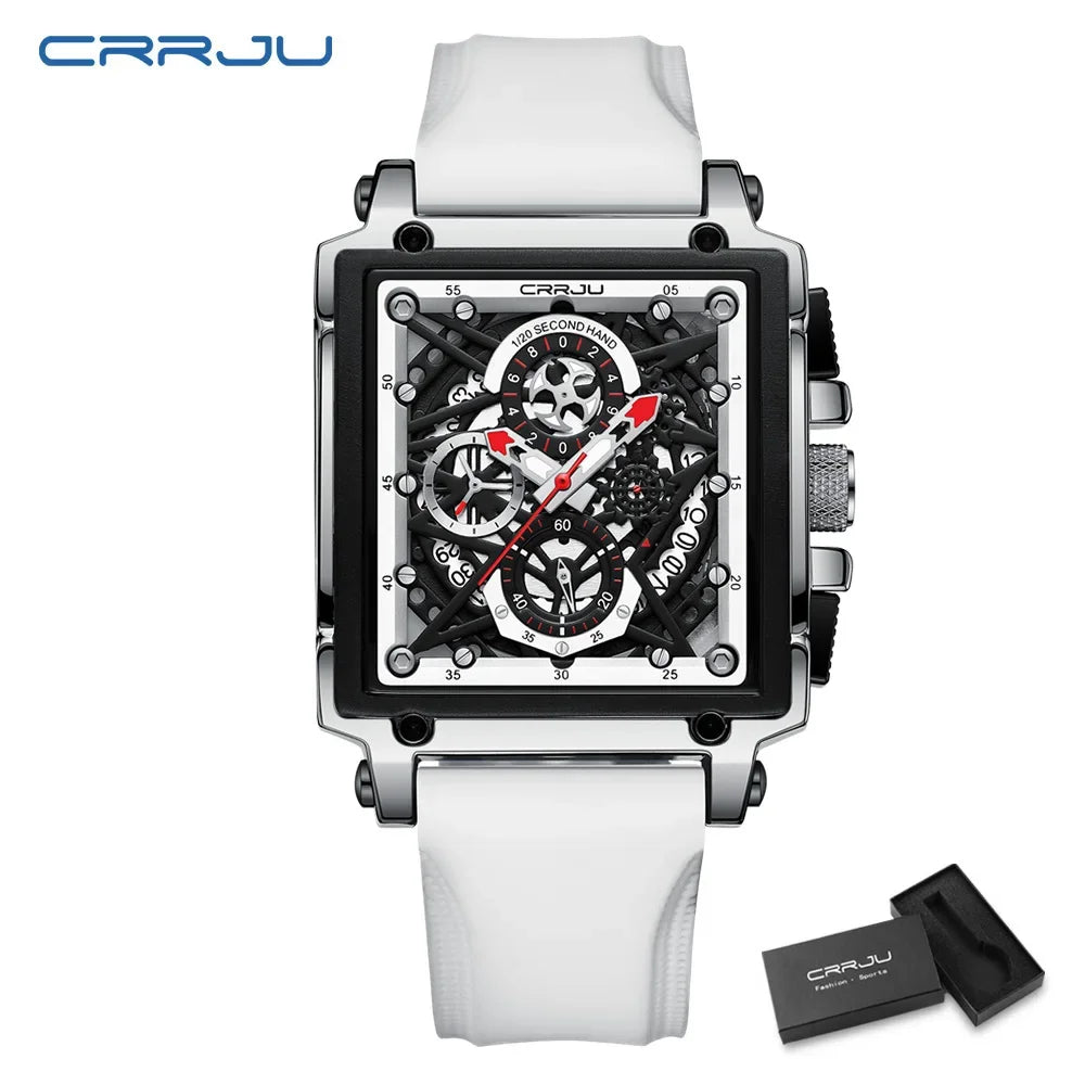Men’s Sport Chronograph Watch – Square Quartz Design & Silicone Strap