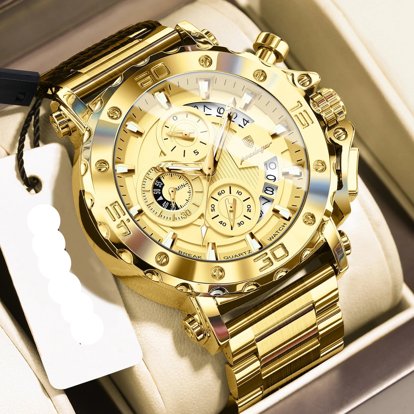 Luxury Men Wristwatch Date Luminous Waterproof Quartz Man Clock Chronograph Stainless Steel Fashion