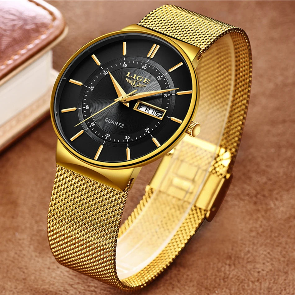 Luxury Men Watches Waterproof Ultra Thin Date Clock Male Steel Strap Casual Quartz Watch Men Sports Wrist Watch Man