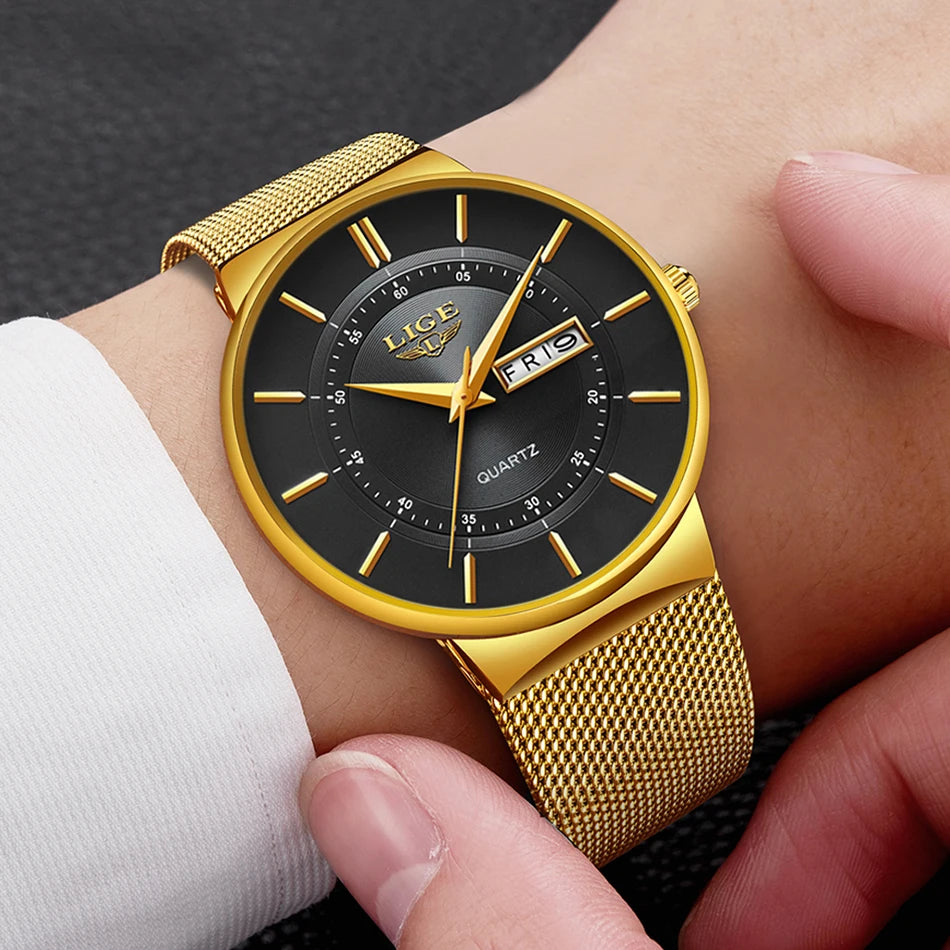 Luxury Men Watches Waterproof Ultra Thin Date Clock Male Steel Strap Casual Quartz Watch Men Sports Wrist Watch Man