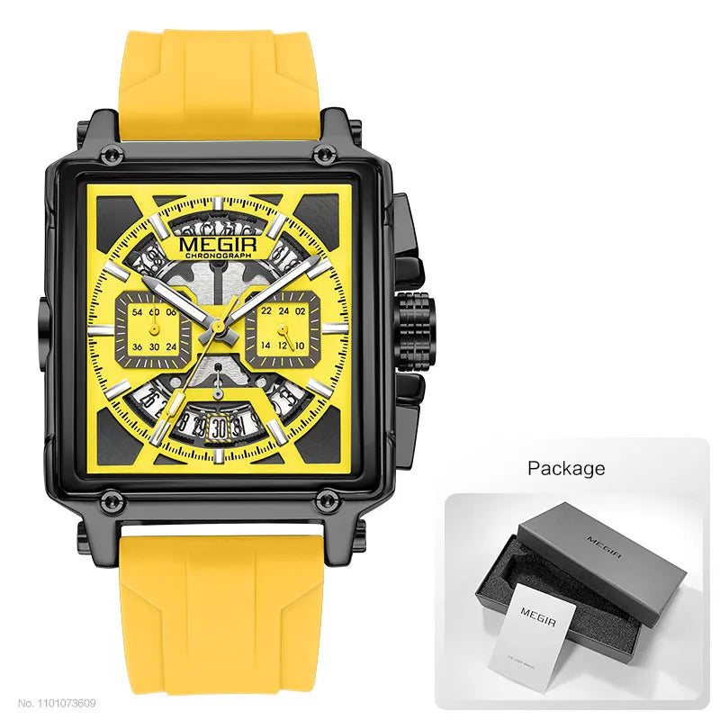 Navy Blue Quartz Watch for Men Chronograph Waterproof Wristwatch with Silicone Strap Luminous Hands Date