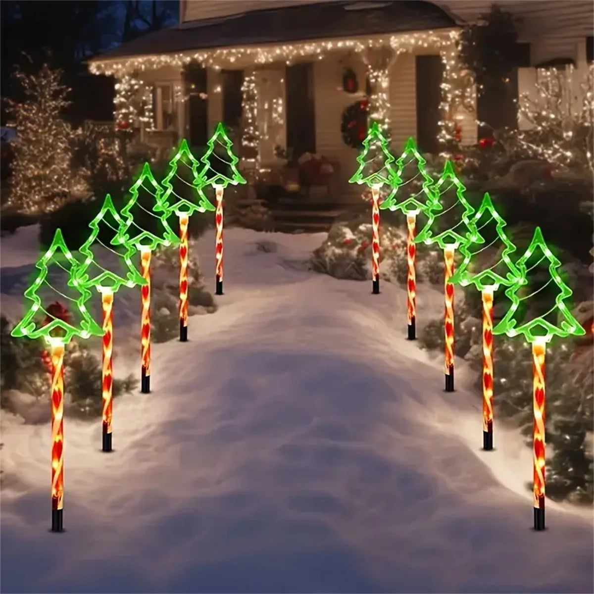Solar Candy Cane Lights – 5 Piece Set — Global Mix holiday decor image 8