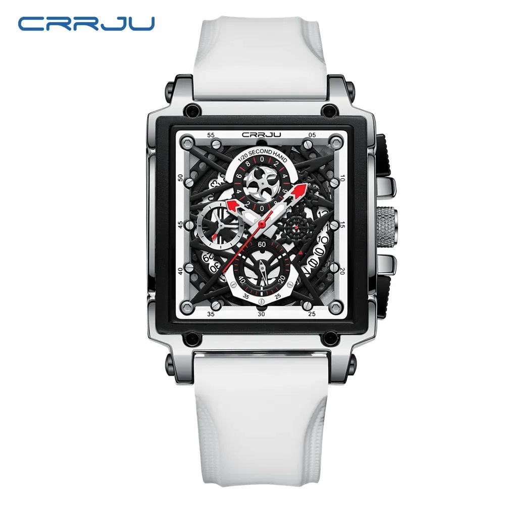 Men’s Sport Chronograph Watch – Square Quartz Design & Silicone Strap