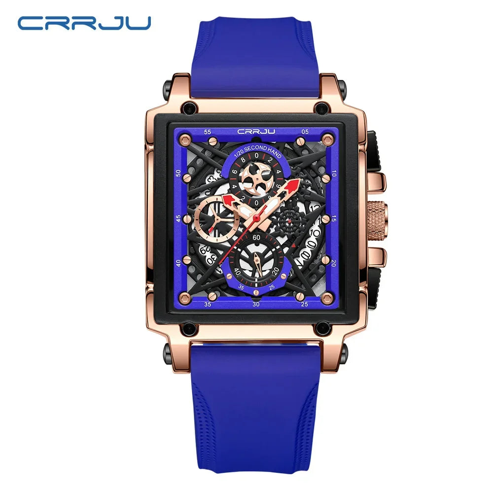 Men’s Sport Chronograph Watch – Square Quartz Design & Silicone Strap