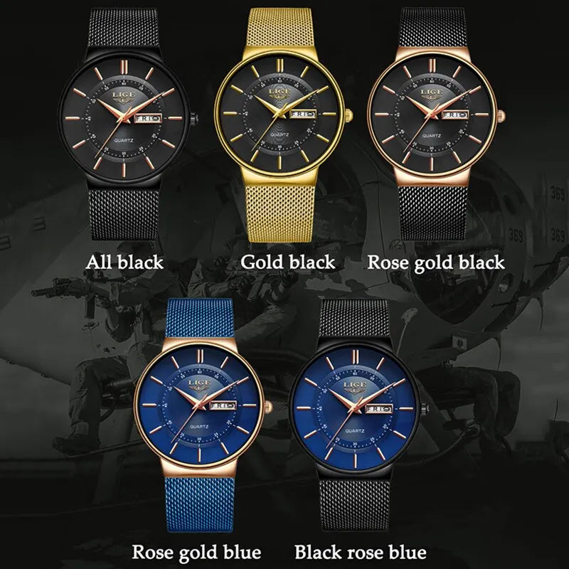 Luxury Men Watches Waterproof Ultra Thin Date Clock Male Steel Strap Casual Quartz Watch Men Sports Wrist Watch Man