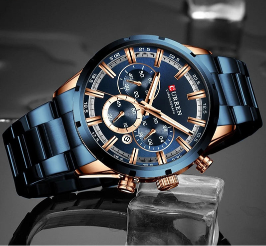 Top Brand Luxury Military Leather Wrist Watch Casual Sport Watches for Men Blue Man Clock Fashion Chronograph Wristwatch
