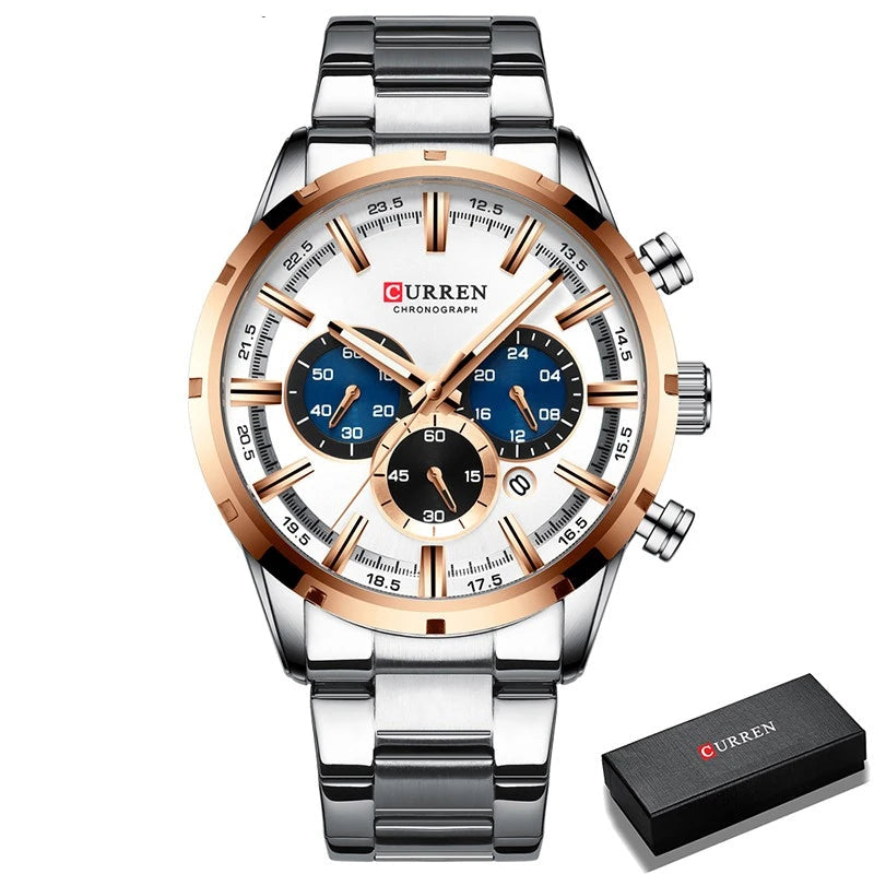 Top Brand Luxury Military Leather Wrist Watch Casual Sport Watches for Men Blue Man Clock Fashion Chronograph Wristwatch