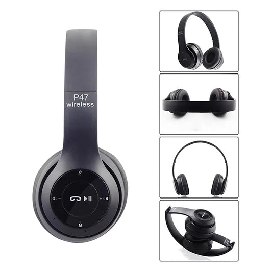 Wireless Bluetooth HIFI Stereo Foldable P47 Headphones with Microphone SD Card