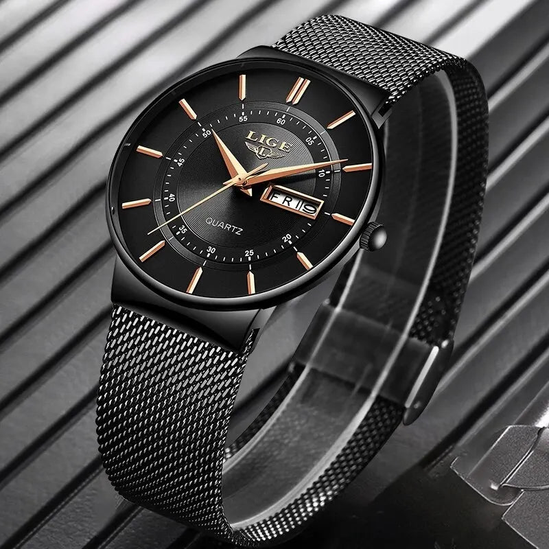 Luxury Men Watches Waterproof Ultra Thin Date Clock Male Steel Strap Casual Quartz Watch Men Sports Wrist Watch Man