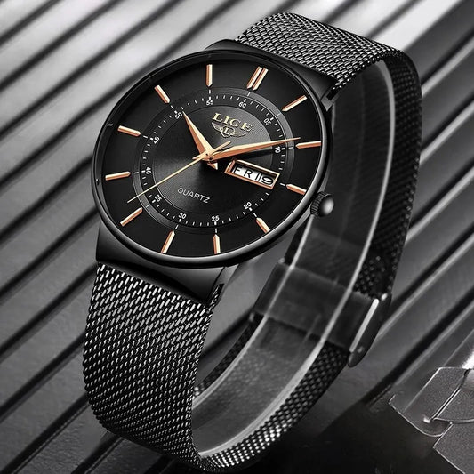 Luxury Men Watches Waterproof Ultra Thin Date Clock Male Steel Strap Casual Quartz Watch Men Sports Wrist Watch Man