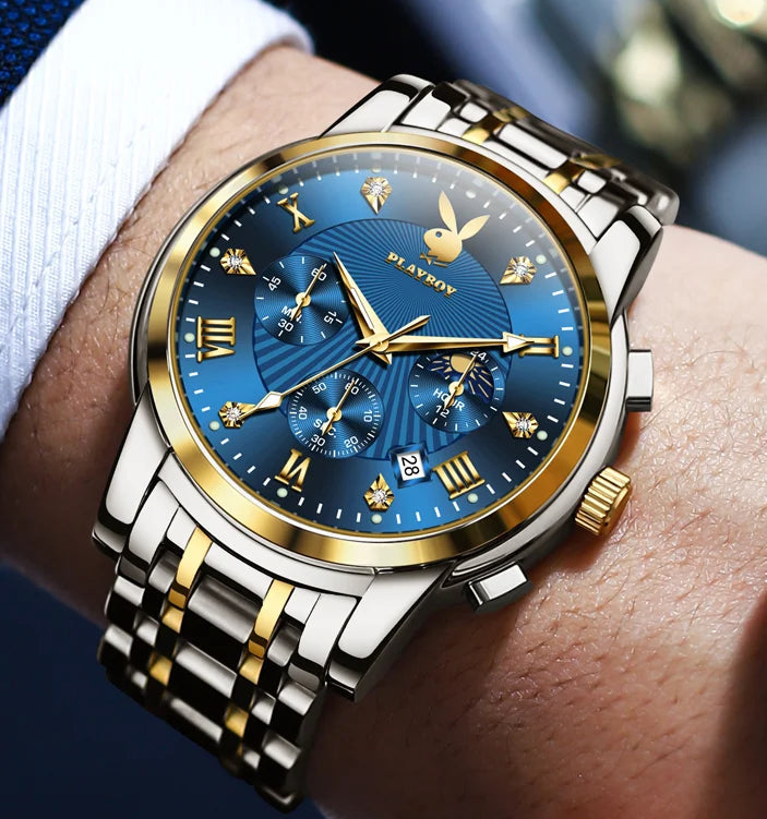 High Quality Luxury Watch Men Stainless Steel Classic Roman Man Quartz Watches Waterproof and Calendar