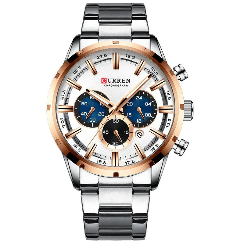 Top Brand Luxury Military Leather Wrist Watch Casual Sport Watches for Men Blue Man Clock Fashion Chronograph Wristwatch