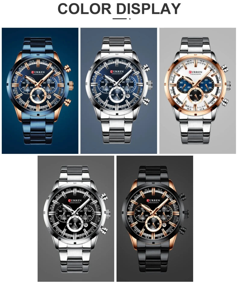 Top Brand Luxury Military Leather Wrist Watch Casual Sport Watches for Men Blue Man Clock Fashion Chronograph Wristwatch