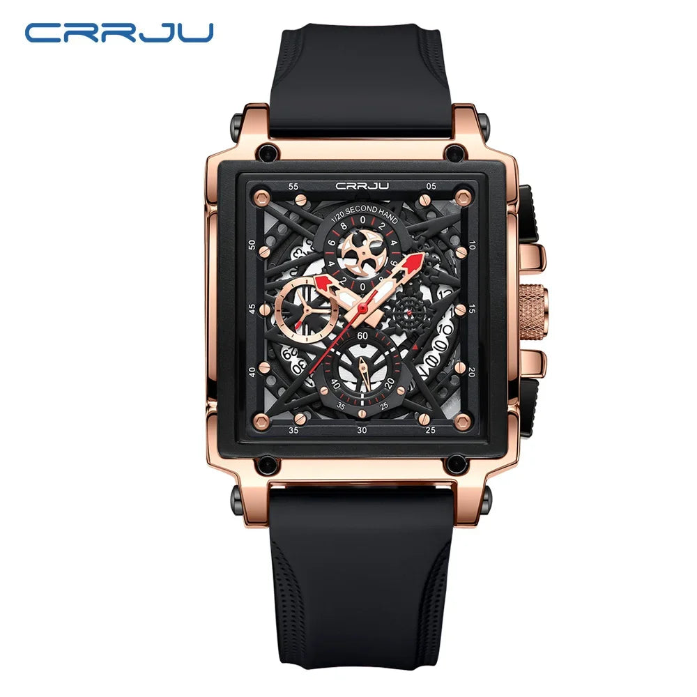 Men’s Sport Chronograph Watch – Square Quartz Design & Silicone Strap