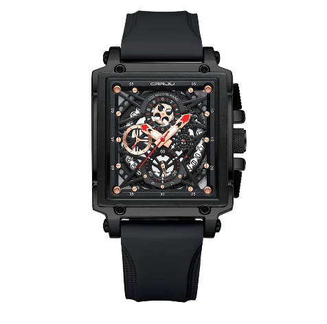 Men’s Sport Chronograph Watch – Square Quartz Design & Silicone Strap