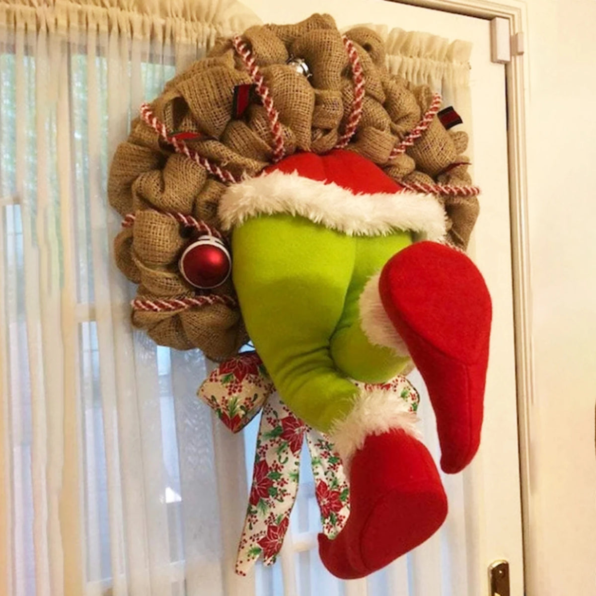 Christmas Elf Legs Burlap Wreath