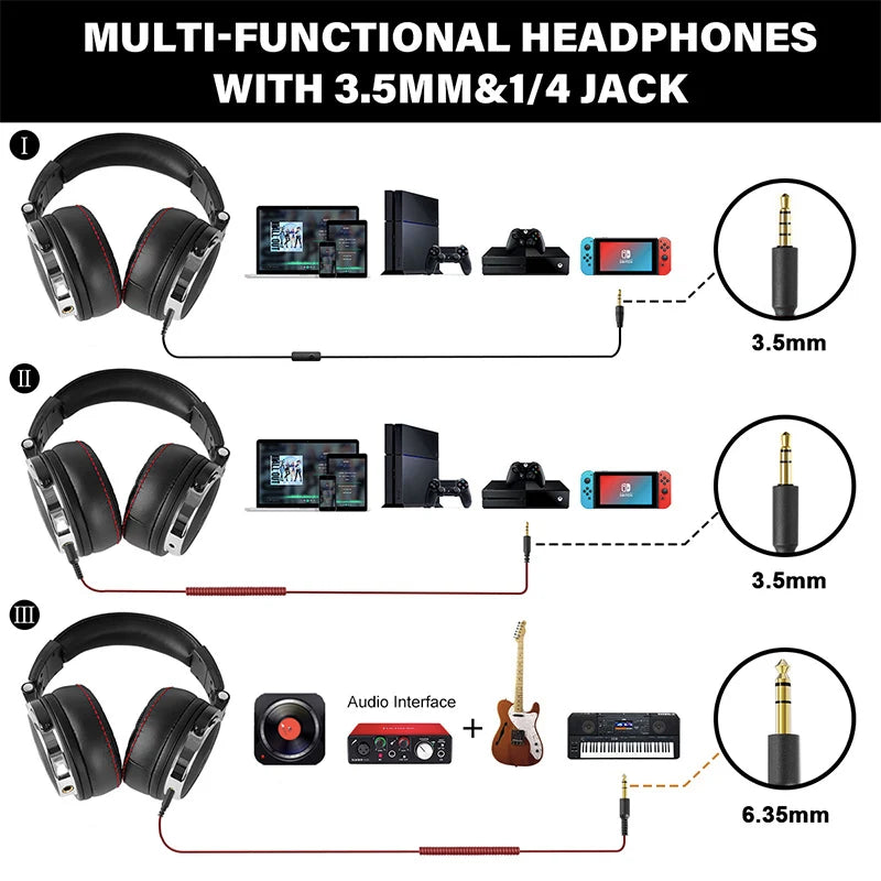 OneOdio Pro 50 Wired Studio Headphones with Microphone