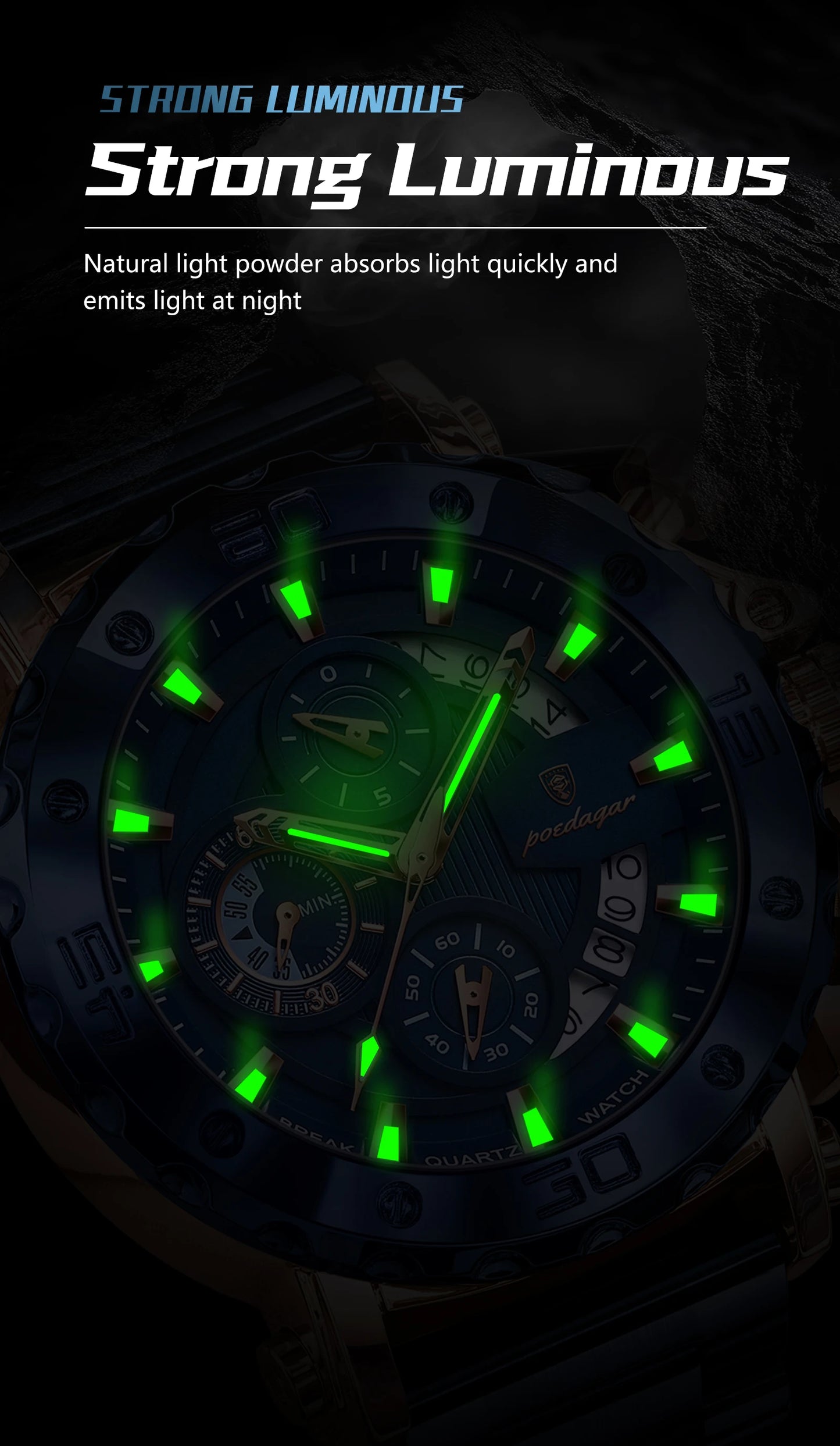 Luxury Men Wristwatch Date Luminous Waterproof Quartz Man Clock Chronograph Stainless Steel Fashion