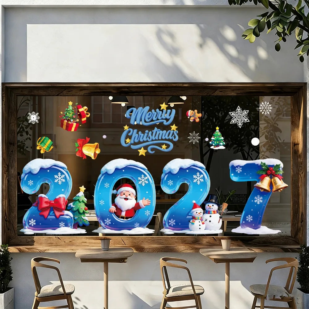 Santa & Snowman Christmas Window Clings