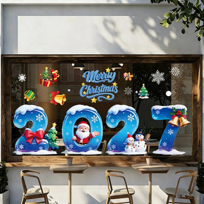 Santa & Snowman Christmas Window Clings