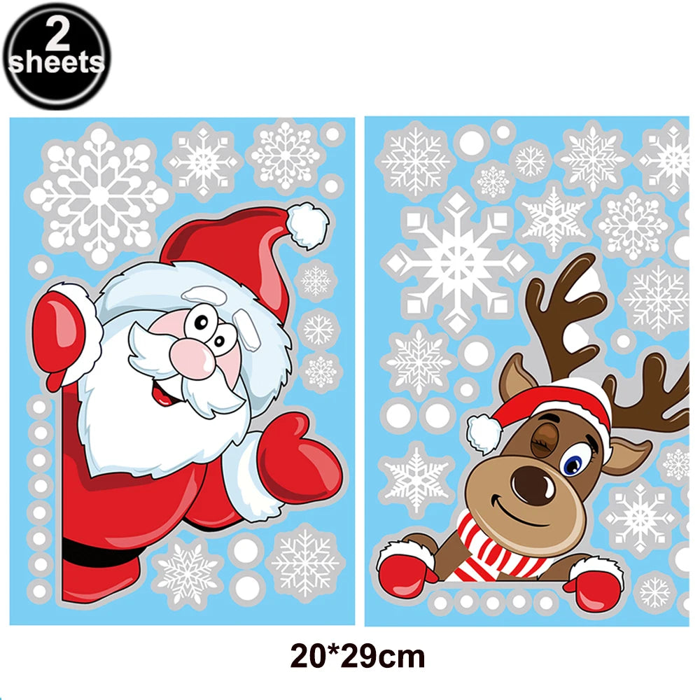 Santa & Reindeer Christmas Window Clings