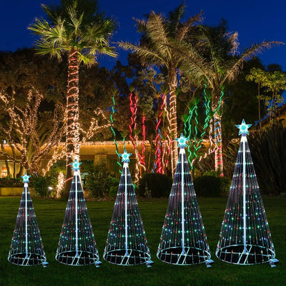 Christmas Tree Waterfall Star Lights