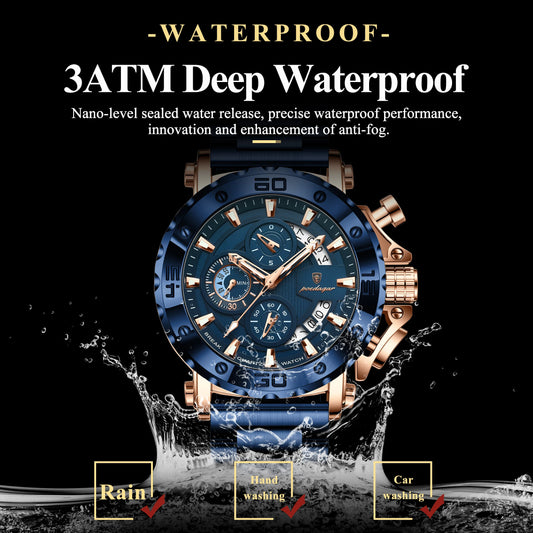Luxury Men Wristwatch Date Luminous Waterproof Quartz Man Clock Chronograph Stainless Steel Fashion