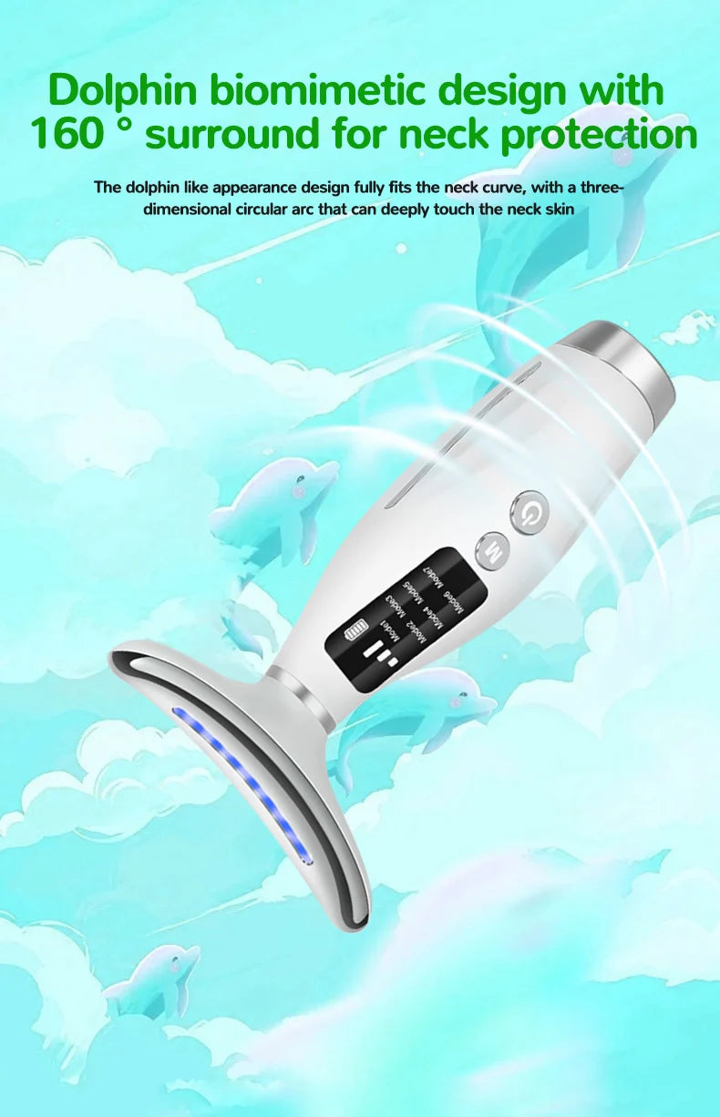 EMS Micro-current Neck Face Beauty Device 7 Color Facial Massager for Enhanced Face Neck and Shoulder Care with Vibrating - Global Mix