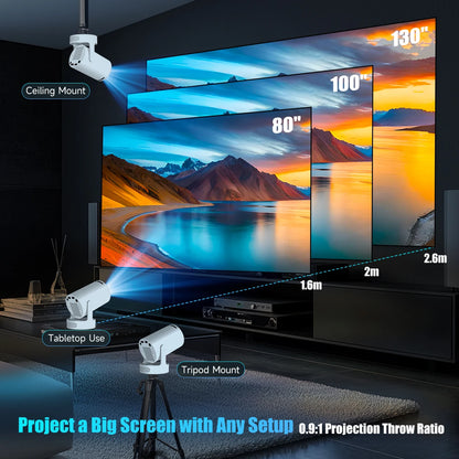 Pro + Projector 4K 720P With 5W Speaker Android 11 WiFi 6 BT5.4 Outdoor Video Home Theater Projector